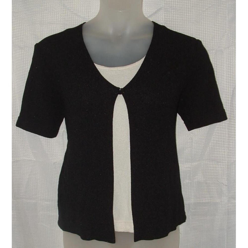 Black Sz 14 Layer Look Lightweight Stretchy Pullover Sweater PERCEPTIONS